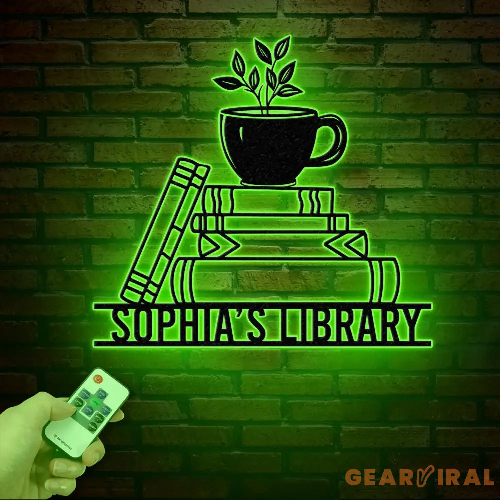 Personalized Books Metal Sign with LED Lights - Custom Bookshelf Wall Art - Library Decor - Bookworm & Reading Room
