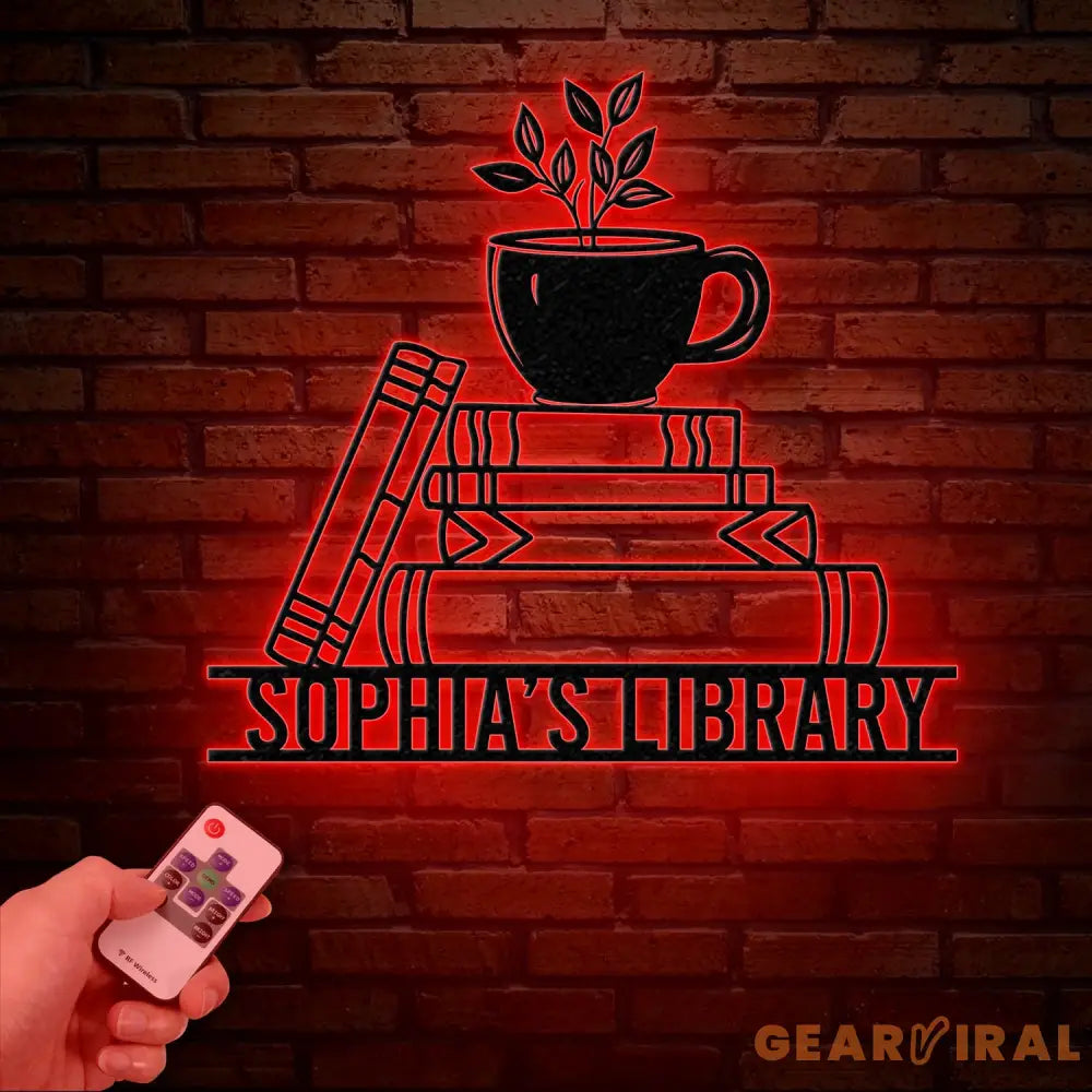 Personalized Books Metal Sign with LED Lights - Custom Bookshelf Wall Art - Library Decor - Bookworm & Reading Room