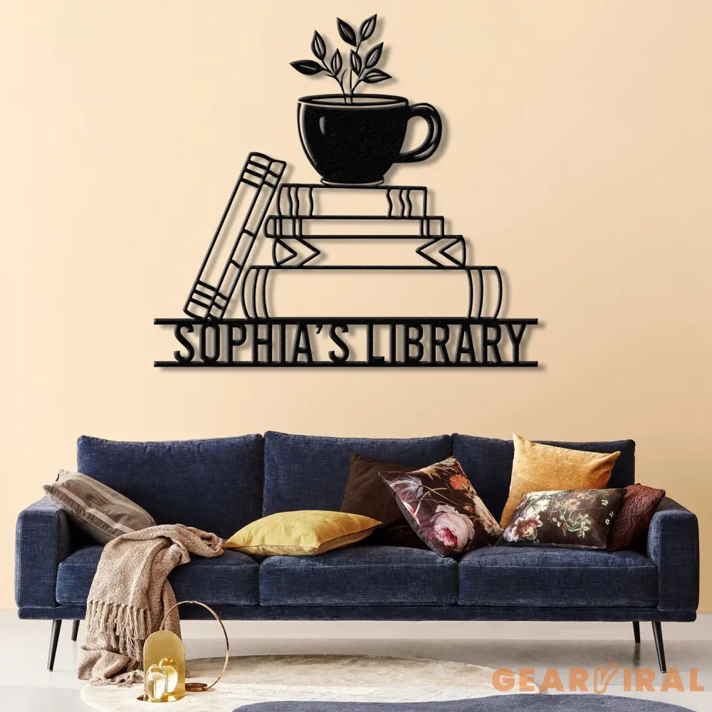 Personalized Books Metal Sign with LED Lights - Custom Bookshelf Wall Art - Library Decor - Bookworm & Reading Room