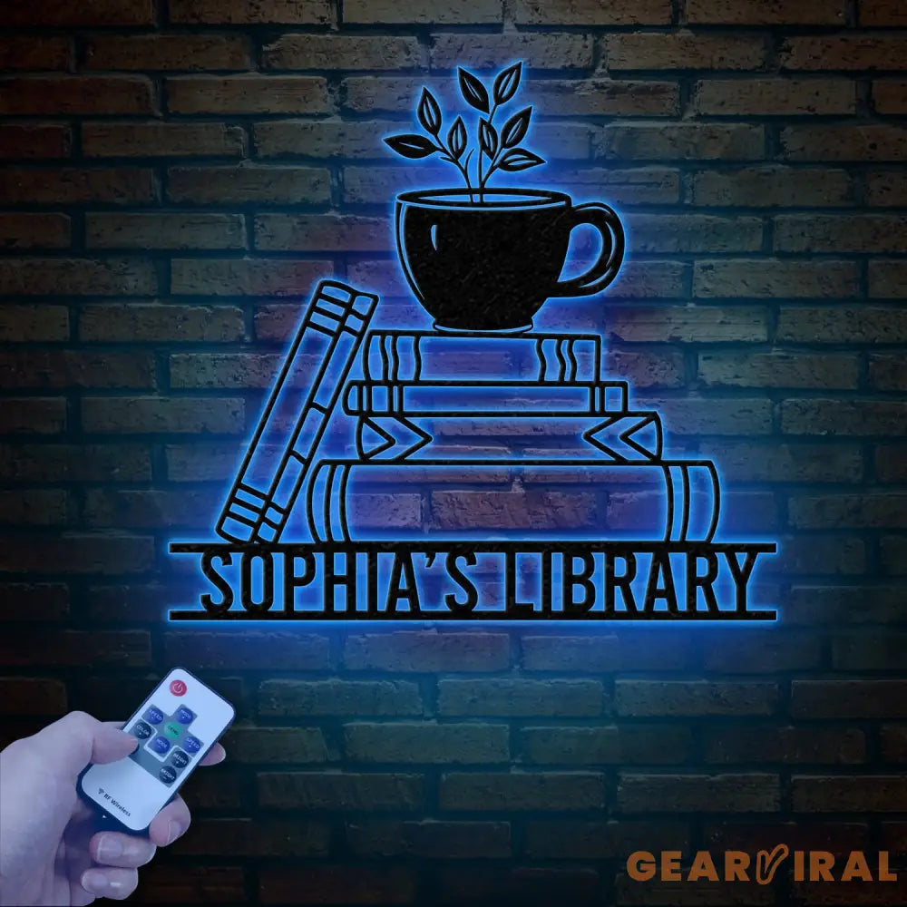 Personalized Books Metal Sign with LED Lights - Custom Bookshelf Wall Art - Library Decor - Bookworm & Reading Room
