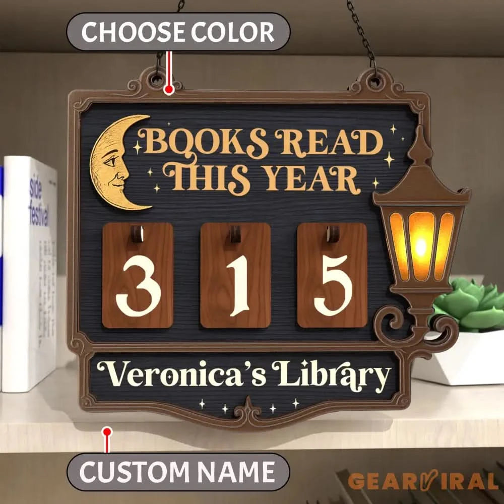 Personalized Books Read Tracker,Book Tracker,Books Read This Year Counter, Bookshelf Decor,Bookish Gift,Gift for Readers,Book Lover,Book End