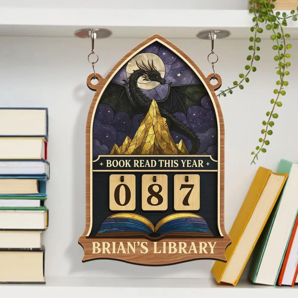 Personalized Books Read Tracker, Dragon Books Read This Year, Bookish Decor, Custom Reader Gift, Birthday Gift for Book Lover