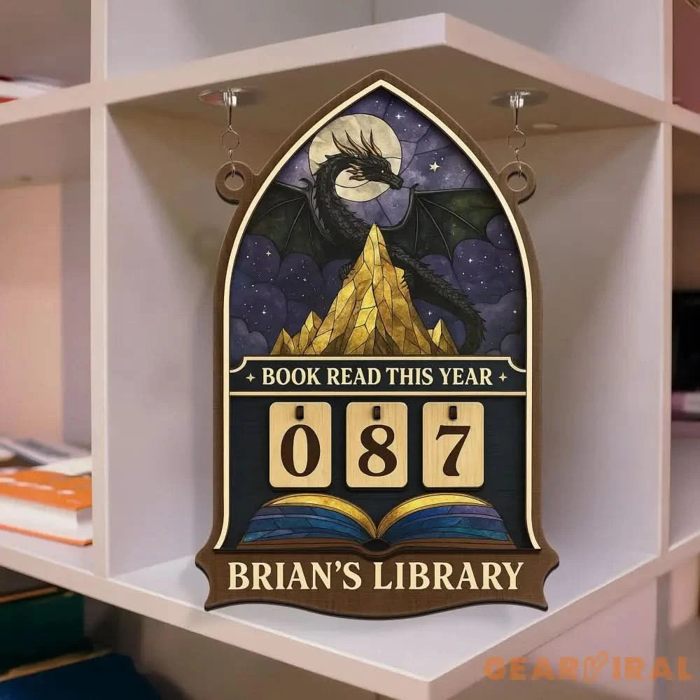 Personalized Books Read Tracker, Dragon Books Read This Year, Bookish Decor, Custom Reader Gift, Birthday Gift for Book Lover