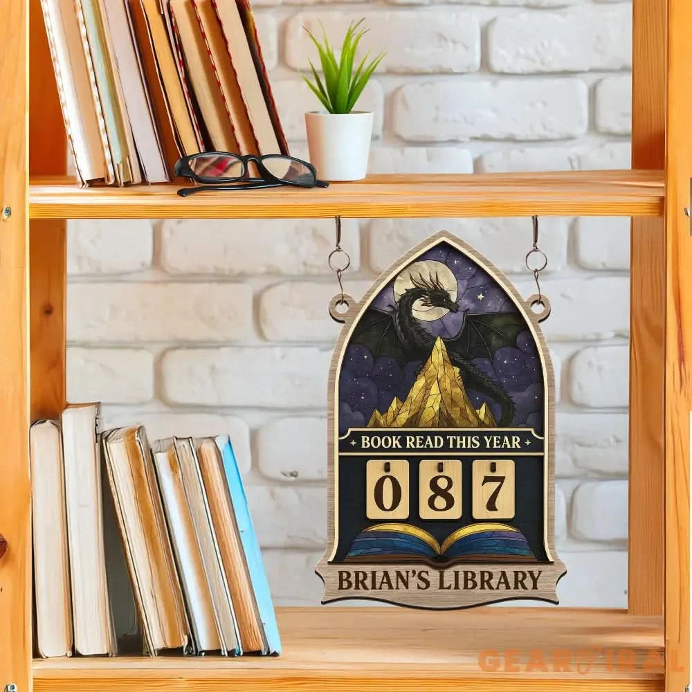 Personalized Books Read Tracker, Dragon Books Read This Year, Bookish Decor, Custom Reader Gift, Birthday Gift for Book Lover