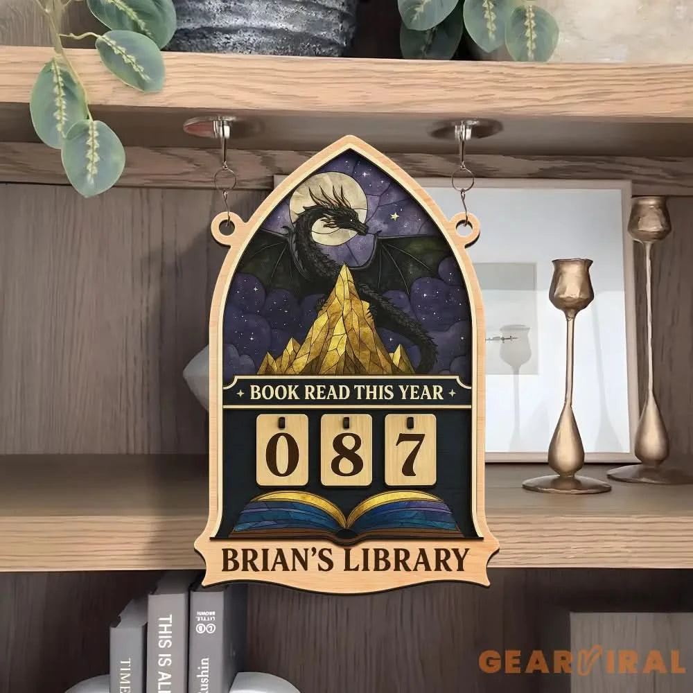 Personalized Books Read Tracker, Dragon Books Read This Year, Bookish Decor, Custom Reader Gift, Birthday Gift for Book Lover