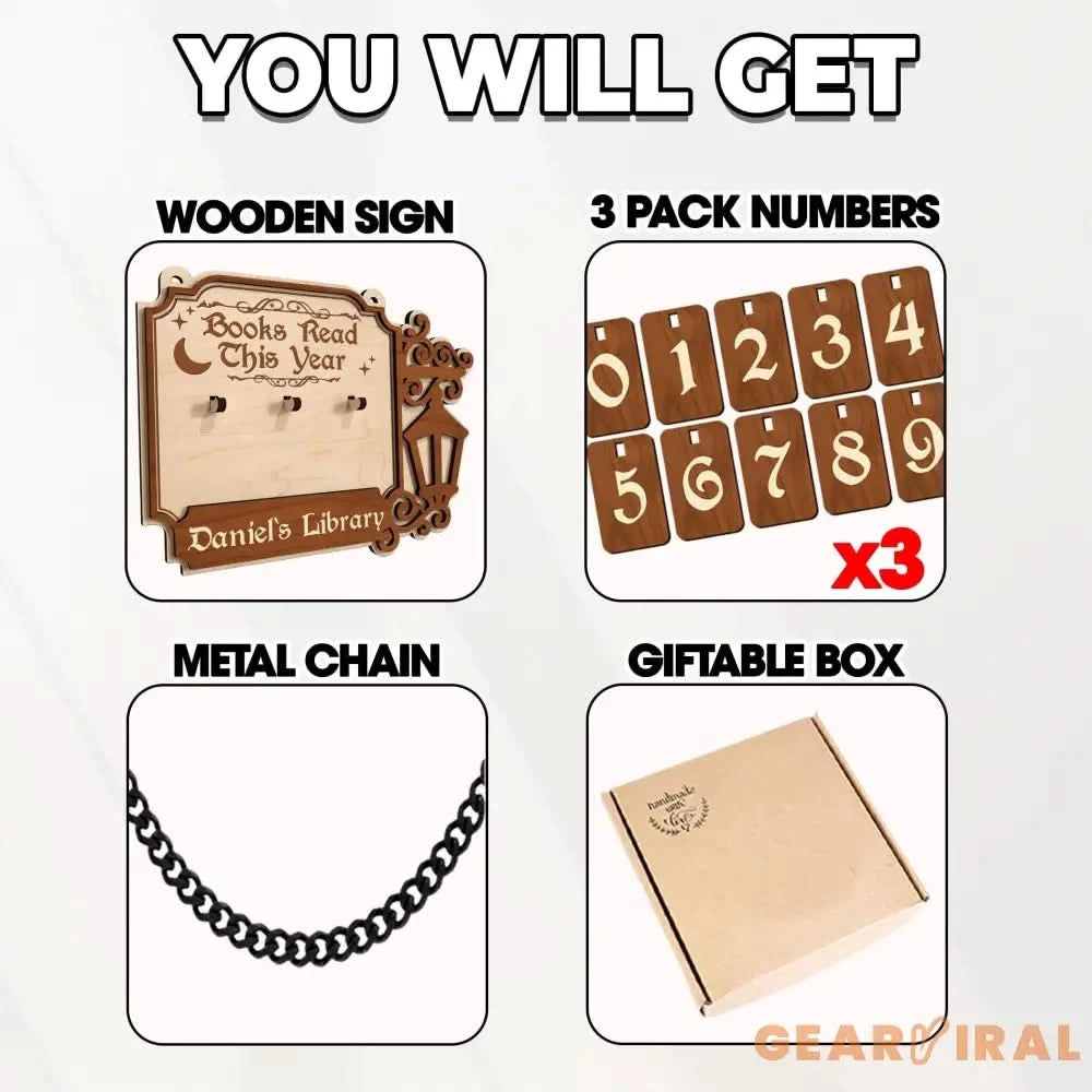 Personalized Books Read Tracker, Books Read This Year, Bookish Gift, Gift for Readers, Book Lovers Gift, Bookshelf Counter Wooden Decor