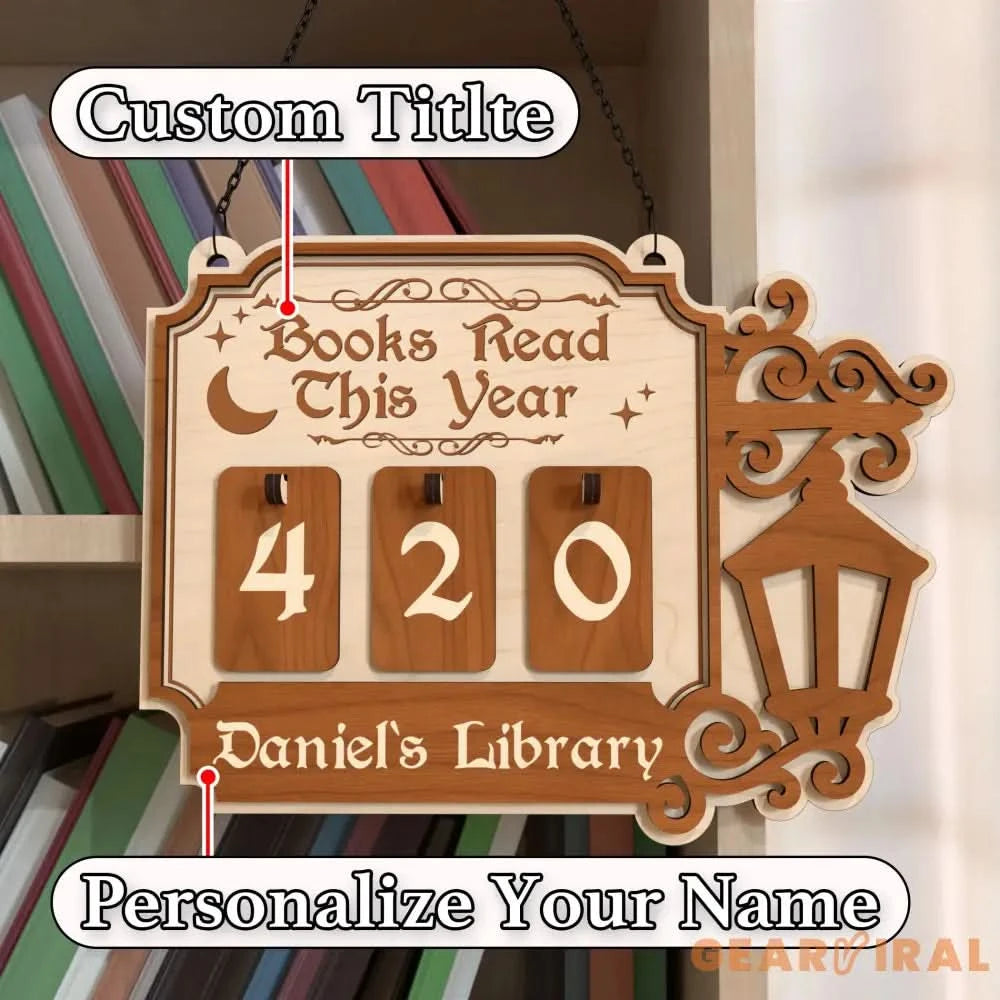 Personalized Books Read Tracker, Books Read This Year, Bookish Gift, Gift for Readers, Book Lovers Gift, Bookshelf Counter Wooden Decor