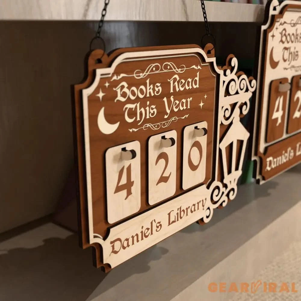 Personalized Books Read Tracker, Books Read This Year, Bookish Gift, Gift for Readers, Book Lovers Gift, Bookshelf Counter Wooden Decor