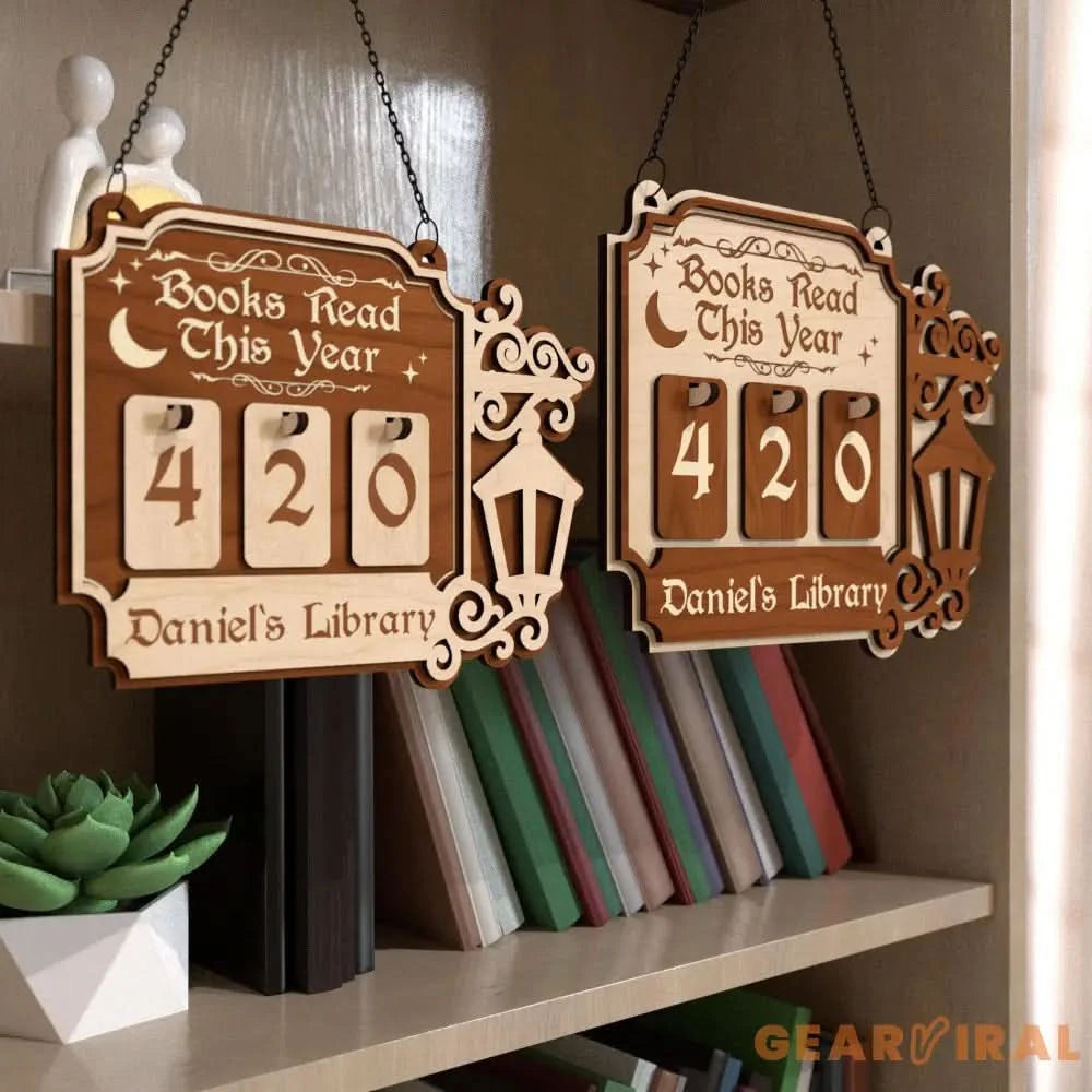 Personalized Books Read Tracker, Books Read This Year, Bookish Gift, Gift for Readers, Book Lovers Gift, Bookshelf Counter Wooden Decor