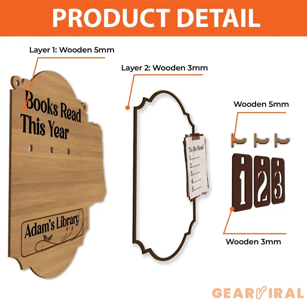 Personalized Books Read Tracker, Books Read This Year Counter,Book Tracker, Bookshelf Decor, Book End, Reader Gift, Book Lover, Bookish Gift