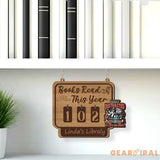 Personalized Books Read Tracker with Cat and Book, Books Read This Year Counter, Book Lover Gift, Book Tracker, Bookshelf Decor, Book End