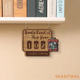 Personalized Books Read Tracker with Cat and Book, Books Read This Year Counter, Book Lover Gift, Book Tracker, Bookshelf Decor, Book End