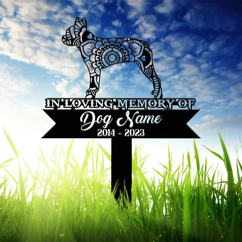 Personalized Boston Terrier Mandala Garden Stake Zentangle Yard Art Dog Memorial Sign Outdoor Decor Pet Loss Sympathy