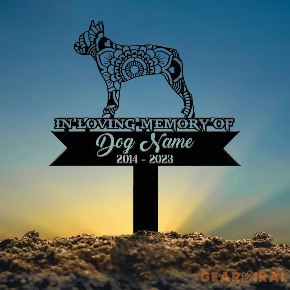 Personalized Boston Terrier Mandala Garden Stake Zentangle Yard Art Dog Memorial Sign Outdoor Decor Pet Loss Sympathy