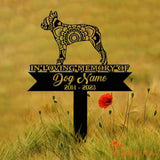 Personalized Boston Terrier Mandala Garden Stake Zentangle Yard Art Dog Memorial Sign Outdoor Decor Pet Loss Sympathy