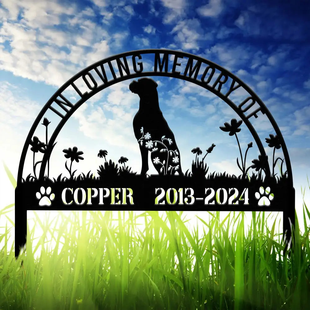 Personalized Boxer Dog Memorial Stake - Custom Pet Grave Marker Metal Sign with Stake Pet Loss Sympathy Gift