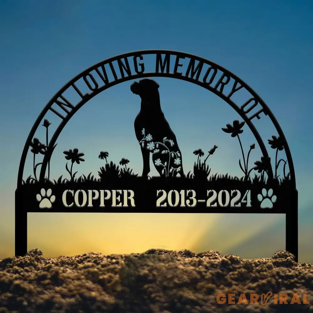 Personalized Boxer Dog Memorial Stake - Custom Pet Grave Marker Metal Sign with Stake Pet Loss Sympathy Gift