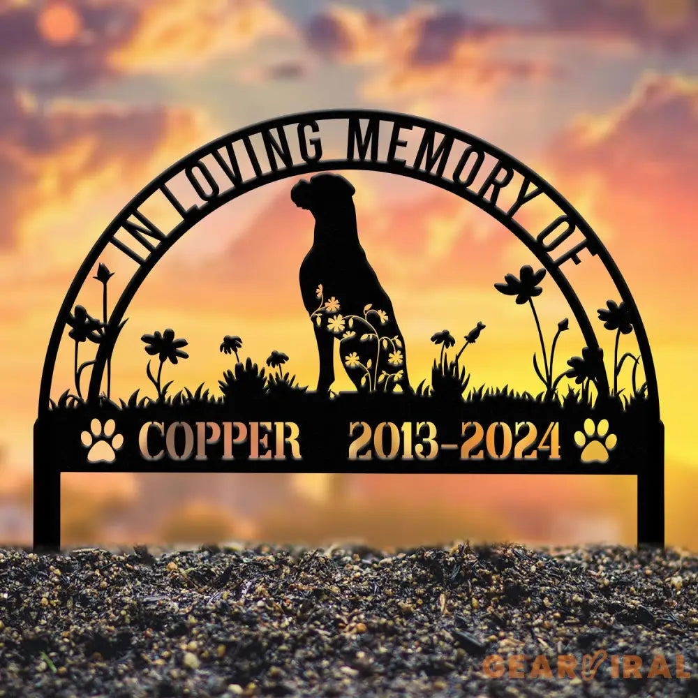 Personalized Boxer Dog Memorial Stake - Custom Pet Grave Marker Metal Sign with Stake Pet Loss Sympathy Gift