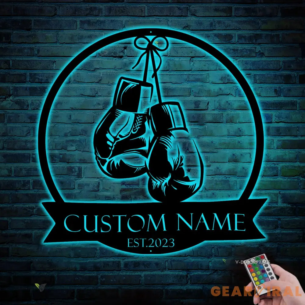 Personalized Boxing Gloves Metal Wall Art with LED Light - Custom King Boxer Name Sign - Boxing Gloves Decor & Gift