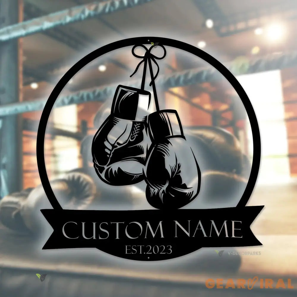 Personalized Boxing Gloves Metal Wall Art with LED Light - Custom King Boxer Name Sign - Boxing Gloves Decor & Gift