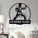 Personalized Boy Karate Metal Wall Art LED Light Custom Martial Arts Name Sign Kid Karate Home Decor Ryukyuan Martial