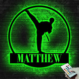 Personalized Boy Taekwondo Martial Arts Metal Wall Art with LED Light - Custom Kid Tae Kwon Do Name Sign Home Taekwondo - Korean Decoration | GearViral
