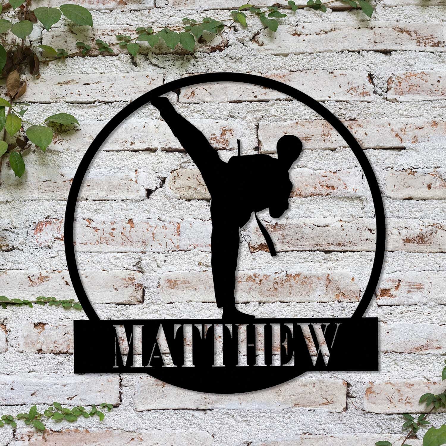 Personalized Boy Taekwondo Martial Arts Metal Wall Art with LED Light - Custom Kid Tae Kwon Do Name Sign Home Taekwondo - Korean Decoration | GearViral