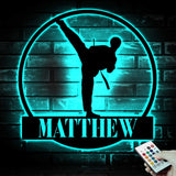 Personalized Boy Taekwondo Martial Arts Metal Wall Art with LED Light - Custom Kid Tae Kwon Do Name Sign Home Taekwondo - Korean Decoration | GearViral
