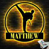 Personalized Boy Taekwondo Martial Arts Metal Wall Art with LED Light - Custom Kid Tae Kwon Do Name Sign Home Taekwondo - Korean Decoration | GearViral