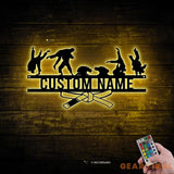 Personalized Brazilian Jiu Jitsu Metal Wall Art with Led Light - Jiu Jitsu Name Sign - Brazilian Jiu Jitsu Gift