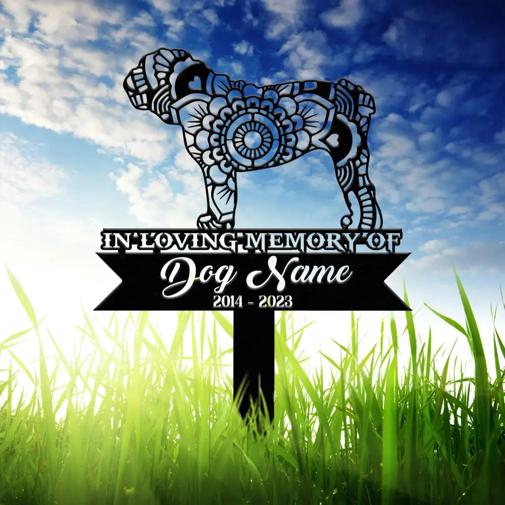 Personalized Bull Dog Mandala Garden Stake Zentangle Yard Art Dog Memorial Sign Outdoor Decor Pet Loss Sympathy Gift