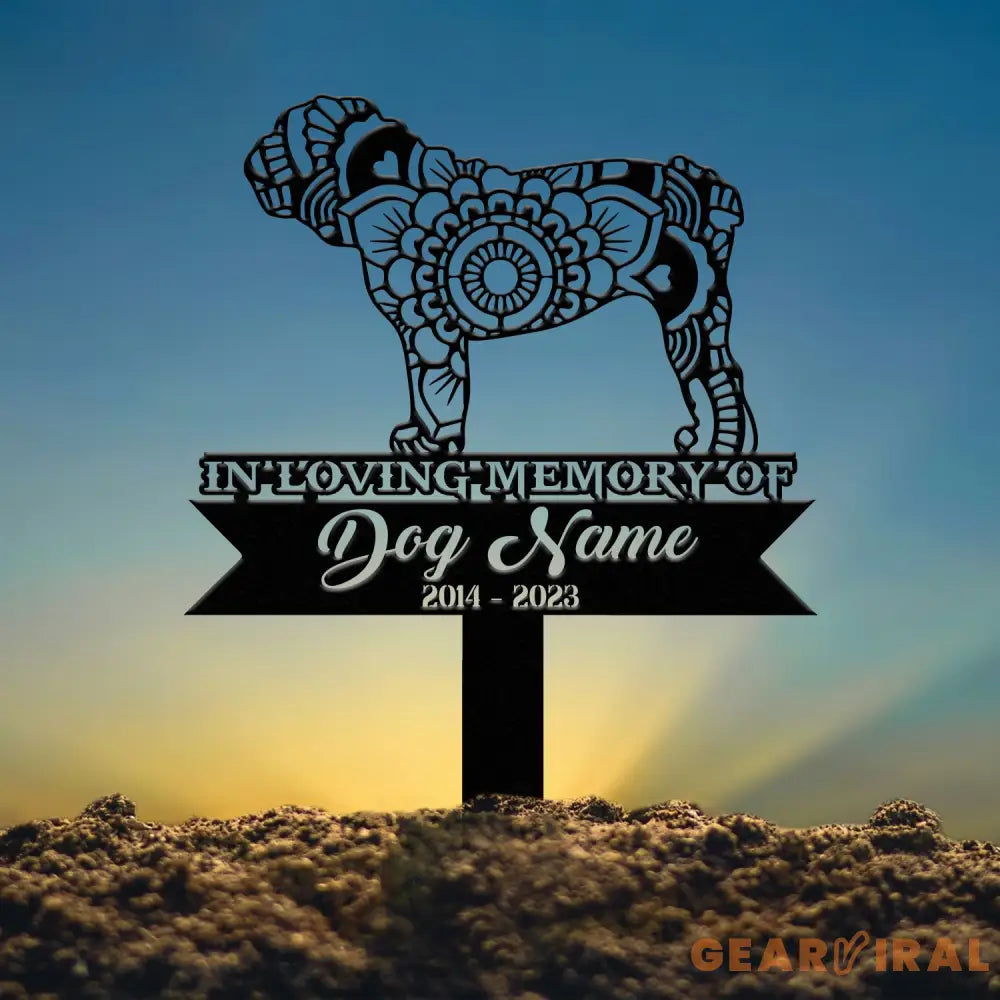 Personalized Bull Dog Mandala Garden Stake Zentangle Yard Art Dog Memorial Sign Outdoor Decor Pet Loss Sympathy Gift
