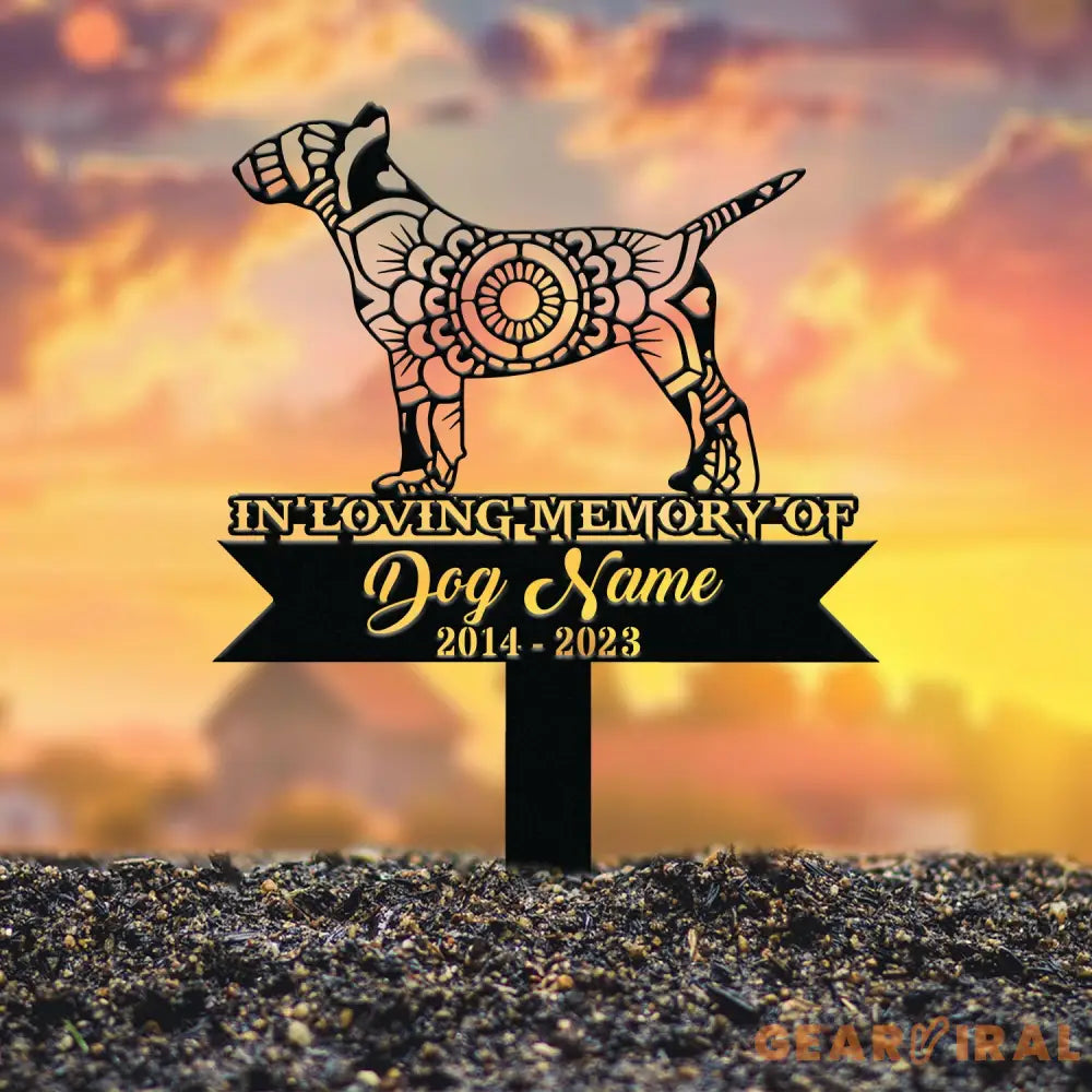 Personalized Bull Terrier Mandala Garden Stake Zentangle Yard Art Dog Memorial Sign Outdoor Decor Pet Loss Sympathy Gift