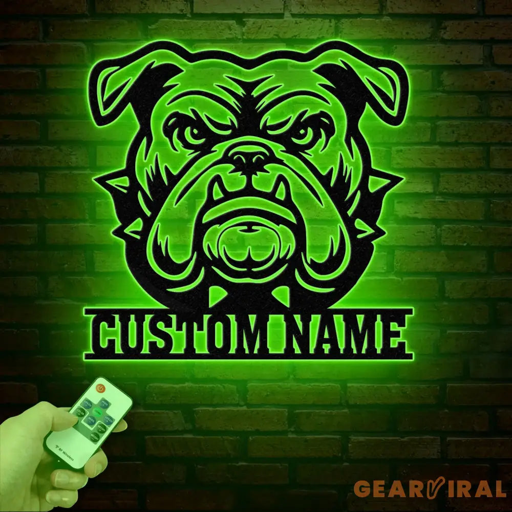 Personalized Bulldog Metal Wall Art LED Light Custom Dog Name Sign Dog Lover Home Decor Pet Wall Art Gift for Dog Owners