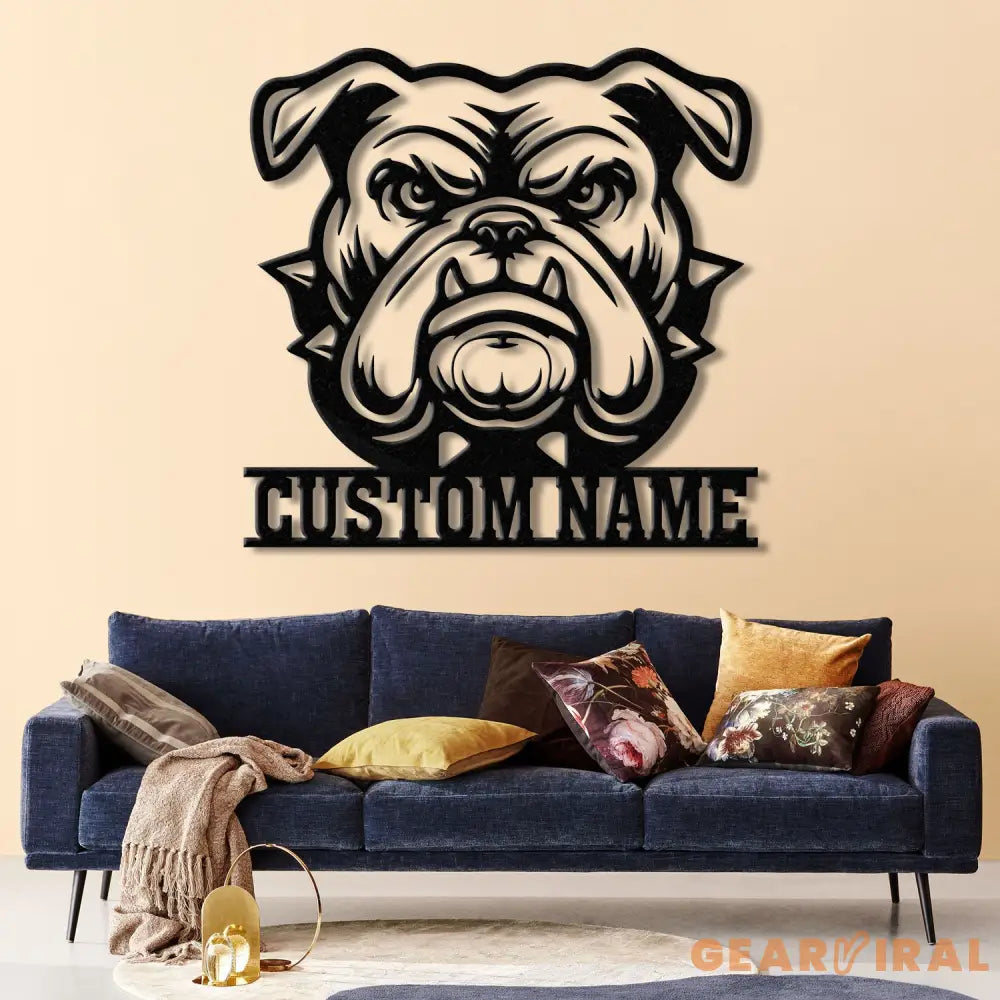 Personalized Bulldog Metal Wall Art LED Light Custom Dog Name Sign Dog Lover Home Decor Pet Wall Art Gift for Dog Owners