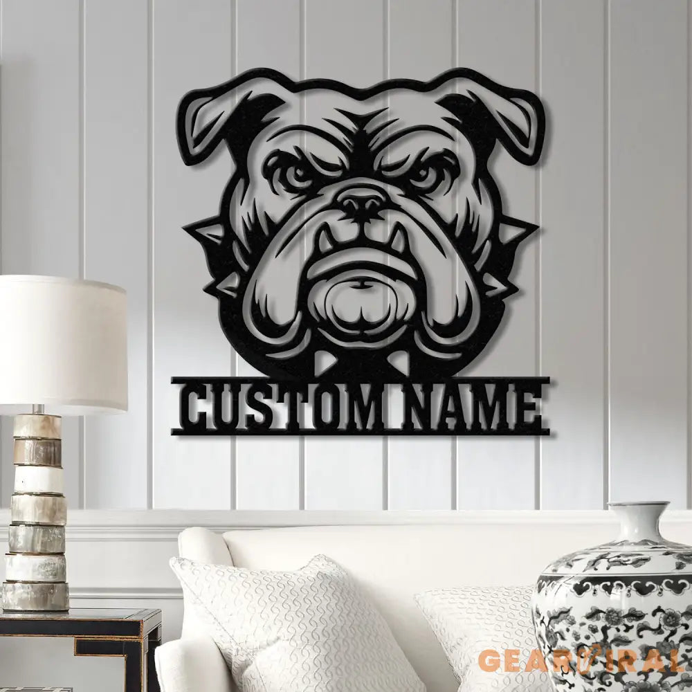 Personalized Bulldog Metal Wall Art LED Light Custom Dog Name Sign Dog Lover Home Decor Pet Wall Art Gift for Dog Owners
