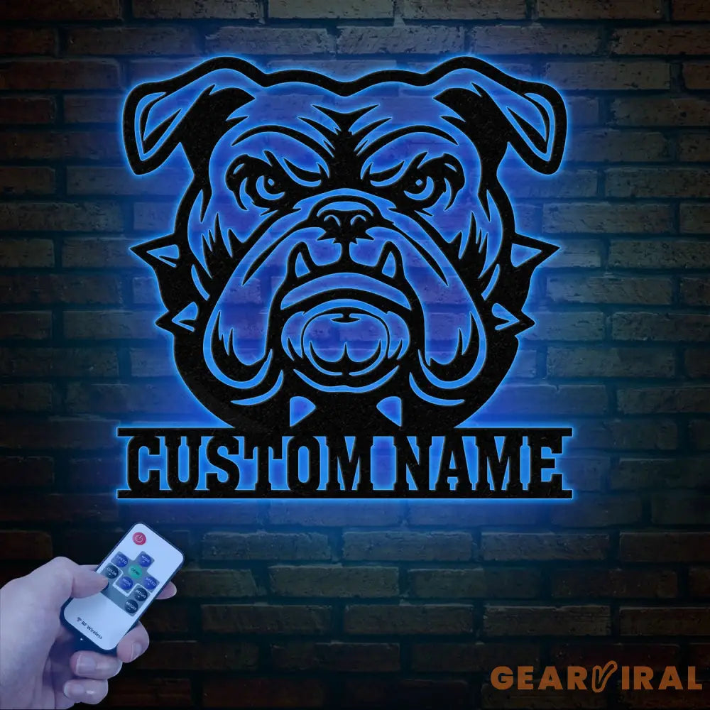 Personalized Bulldog Metal Wall Art LED Light Custom Dog Name Sign Dog Lover Home Decor Pet Wall Art Gift for Dog Owners