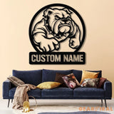 Personalized Bulldog Metal Wall Art LED Light Custom Dog Name Sign Dog Lover Home Decor Pet Wall Art Gift for Dog Owners