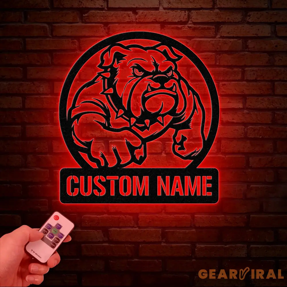 Personalized Bulldog Metal Wall Art LED Light Custom Dog Name Sign Dog Lover Home Decor Pet Wall Art Gift for Dog Owners