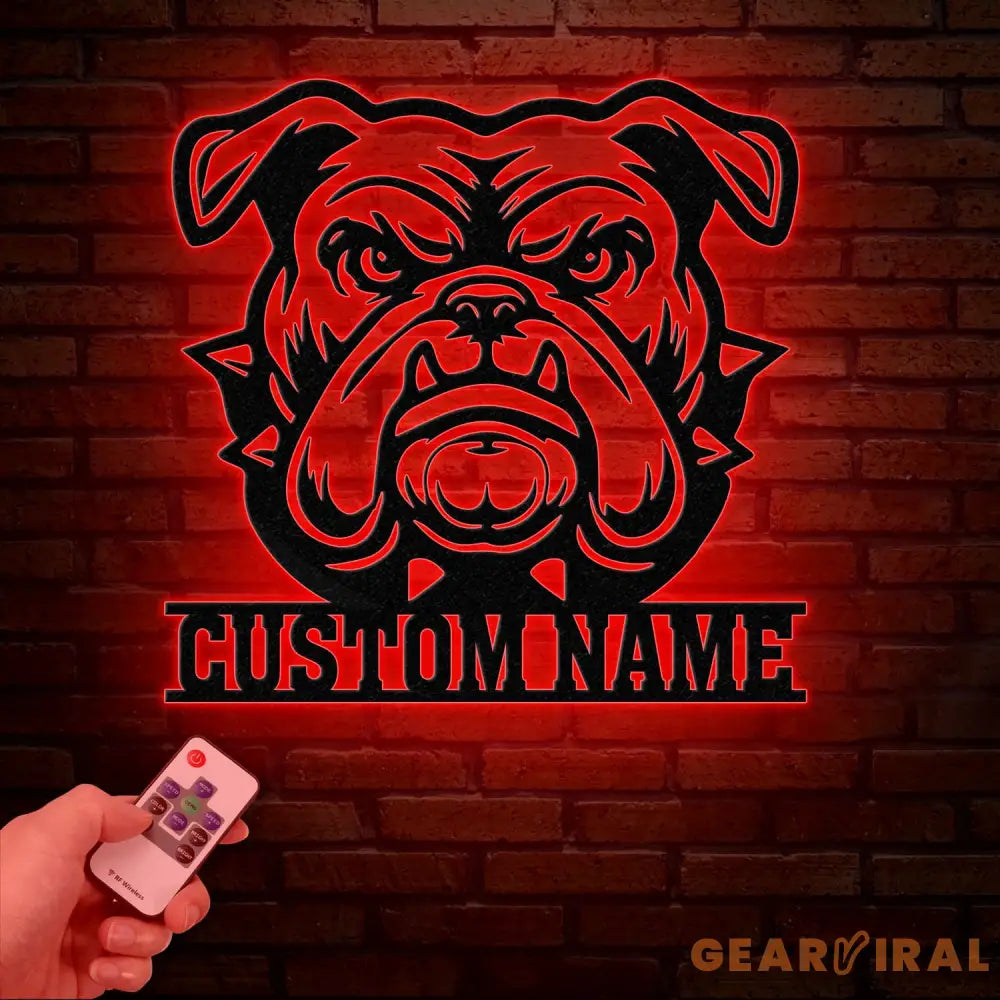 Personalized Bulldog Metal Wall Art LED Light Custom Dog Name Sign Dog Lover Home Decor Pet Wall Art Gift for Dog Owners