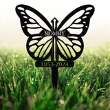 Personalized Butterflies Memorial Metal Stake, Memorial Plaque with Stake, Metal Grave Stake - Gearviral