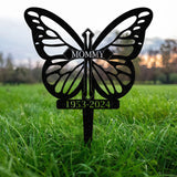Personalized Butterflies Memorial Metal Stake, Memorial Plaque with Stake, Metal Grave Stake - Gearviral