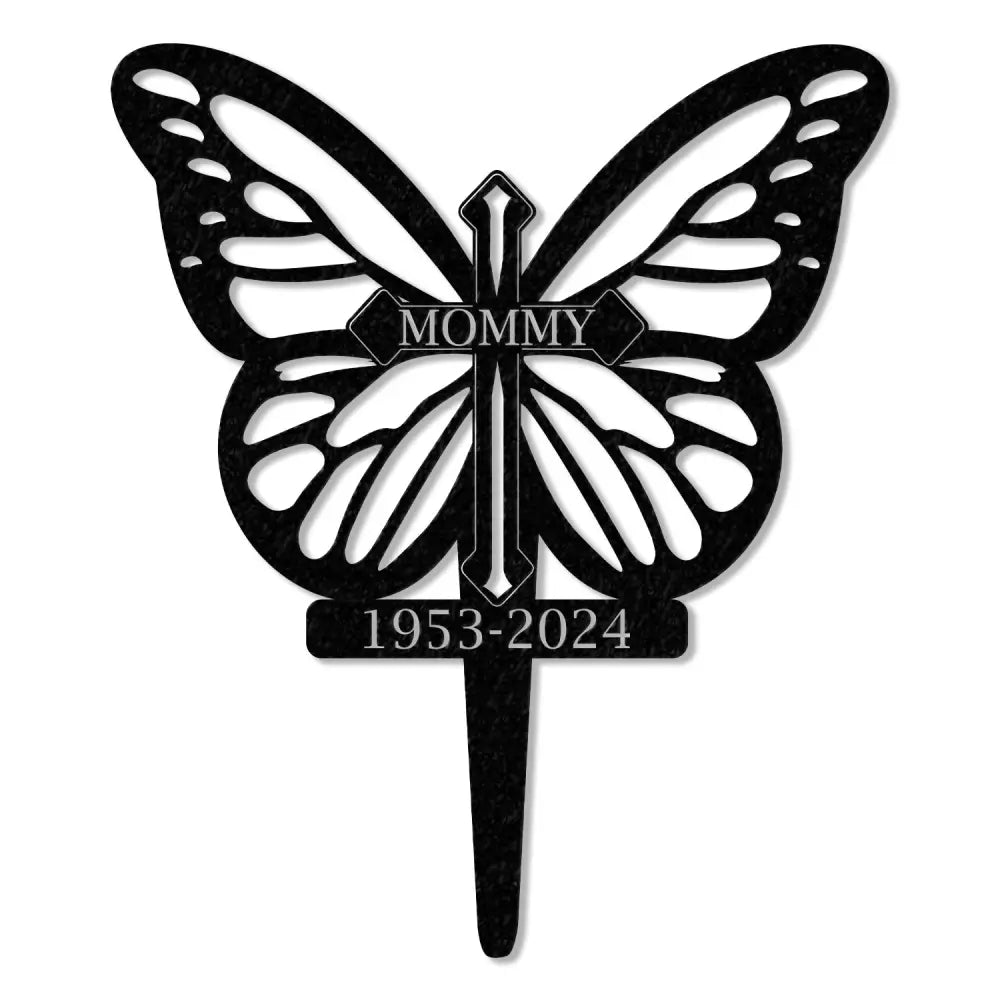 Personalized Butterflies Memorial Metal Stake Memorial Plaque with Stake Metal Grave Stake - Gearviral