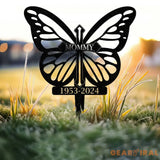 Personalized Butterflies Memorial Metal Stake Memorial Plaque with Stake Metal Grave Stake - Gearviral