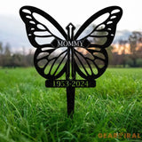 Personalized Butterflies Memorial Metal Stake Memorial Plaque with Stake Metal Grave Stake - Gearviral