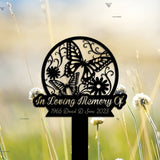 Personalized Butterflies Memorial Stake - In Loving Memory - Butterflies and Flower - Metal Stake | GearViral