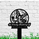 Personalized Butterflies Memorial Stake - In Loving Memory - Butterflies and Flower - Metal Stake | GearViral