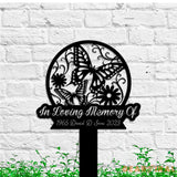 Personalized Butterflies Memorial Stake - In Loving Memory - Butterflies and Flower - Metal Stake | GearViral