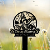 Personalized Butterflies Memorial Stake - In Loving Memory - Butterflies and Flower - Metal Stake | GearViral