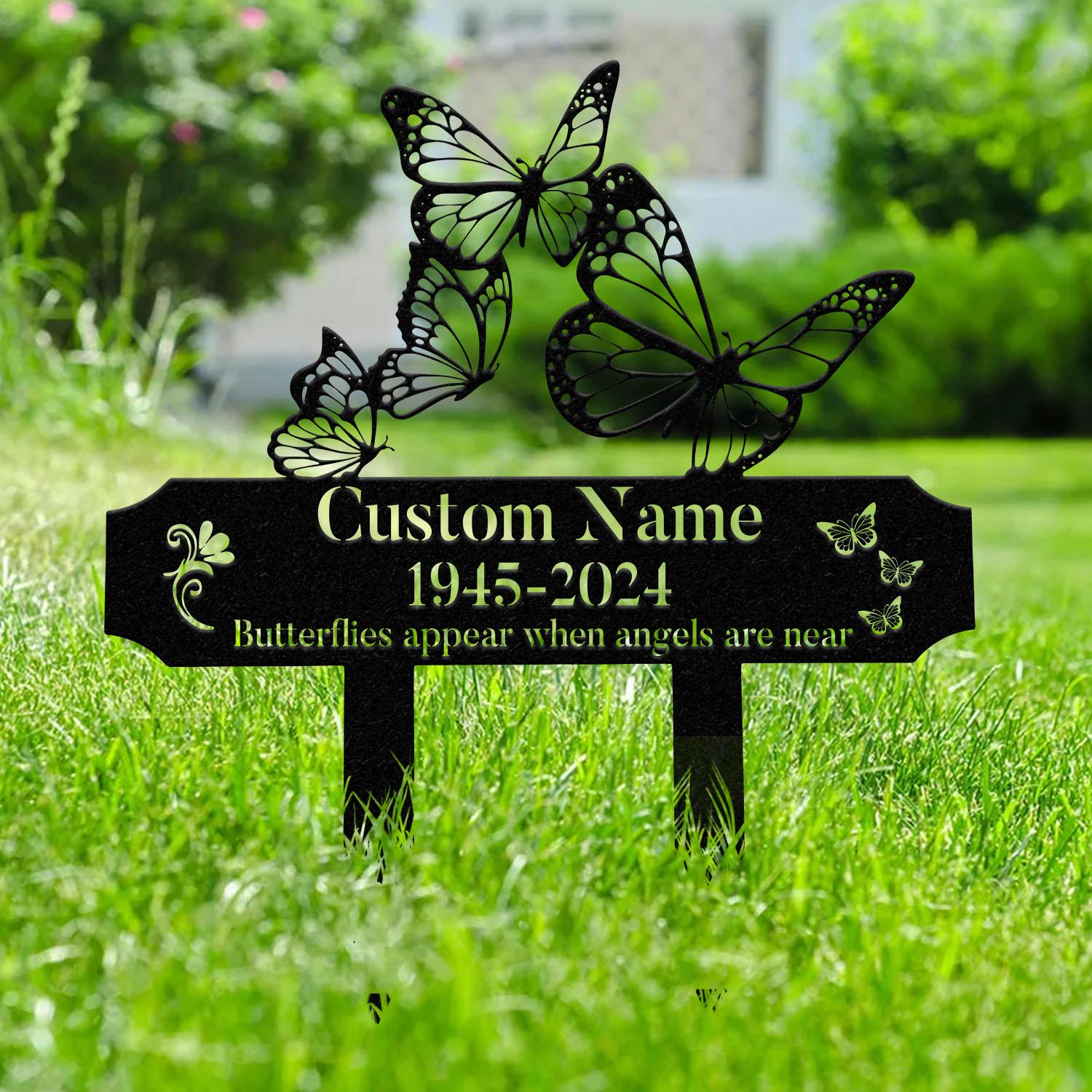 Personalized Butterfly Memorial Plaque Stake, Memorial Gifts for Loss of Mother, Memorial Sign, In Loving Memory Gift, Gift Loss Of Father